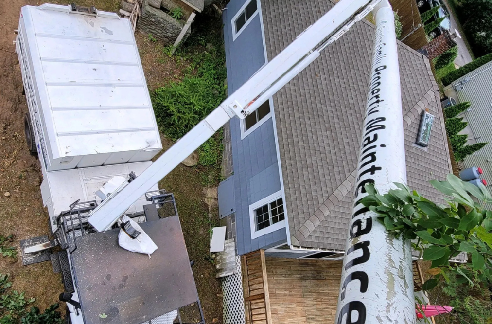 Overhead view of a bucket truck